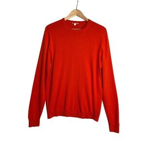 COS Wool Lightweight Orange Pullover Sweater Crewneck Lightweight Flawed Beauty